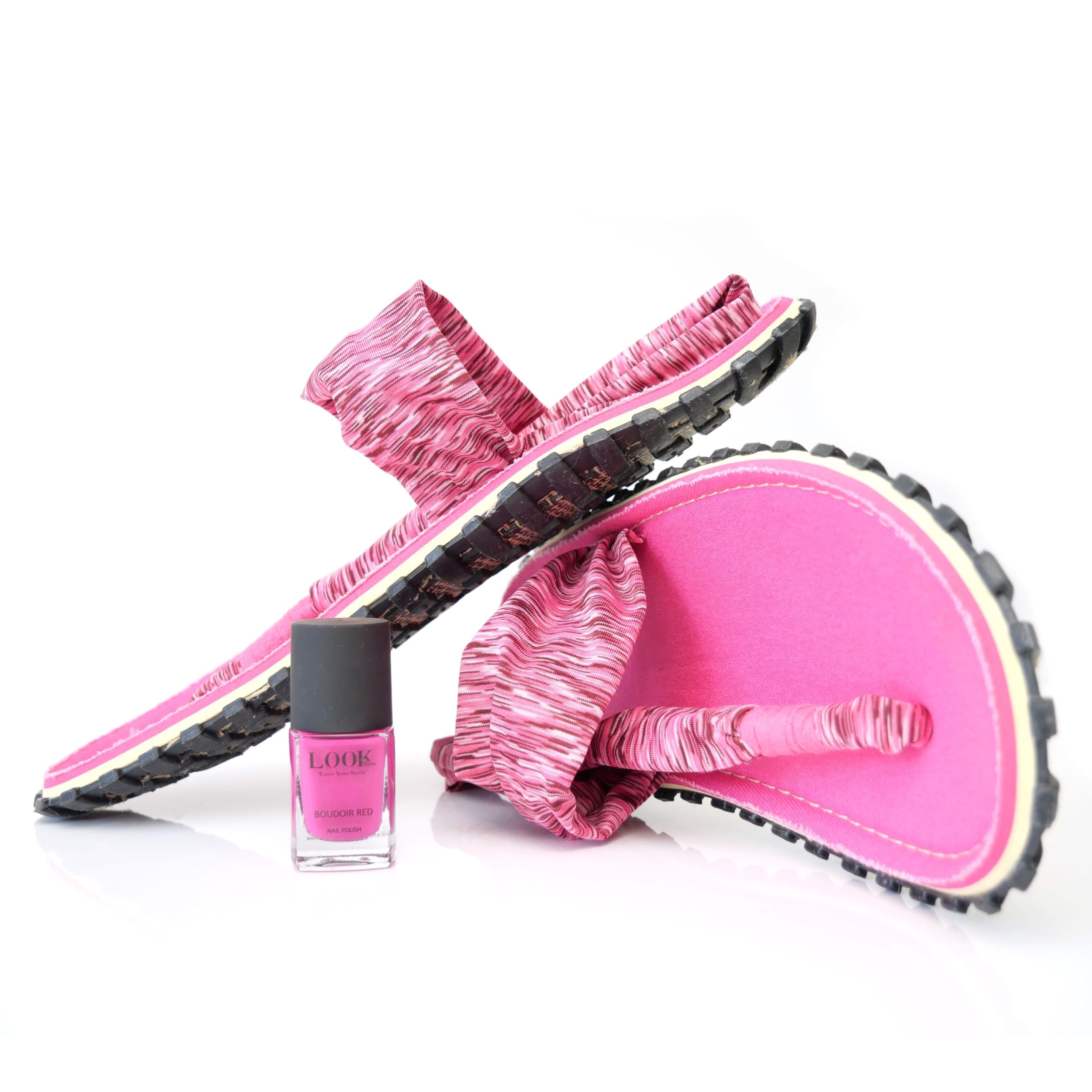 gumbies-slingback-zehentrenner-damen-pink-set-mit-nagellack-boudoir-red image 2
