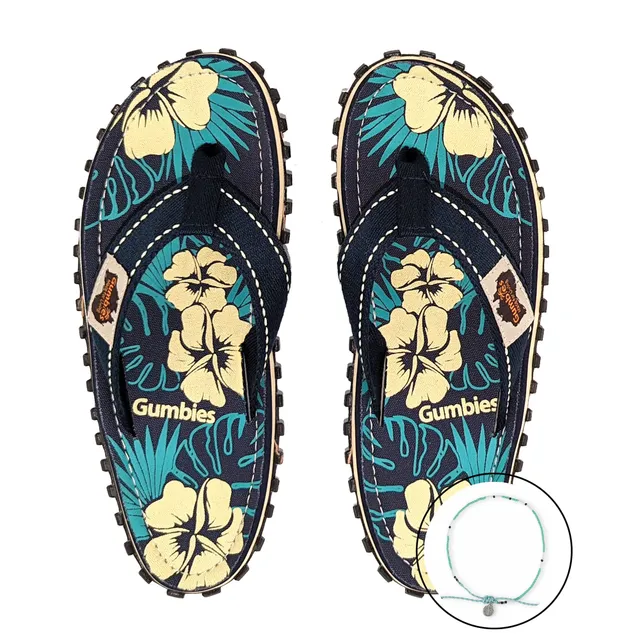 gumbies-islander-zehentrenner-damen-blue-hibiscus-cali-surf-fu-kettchen-set image 1