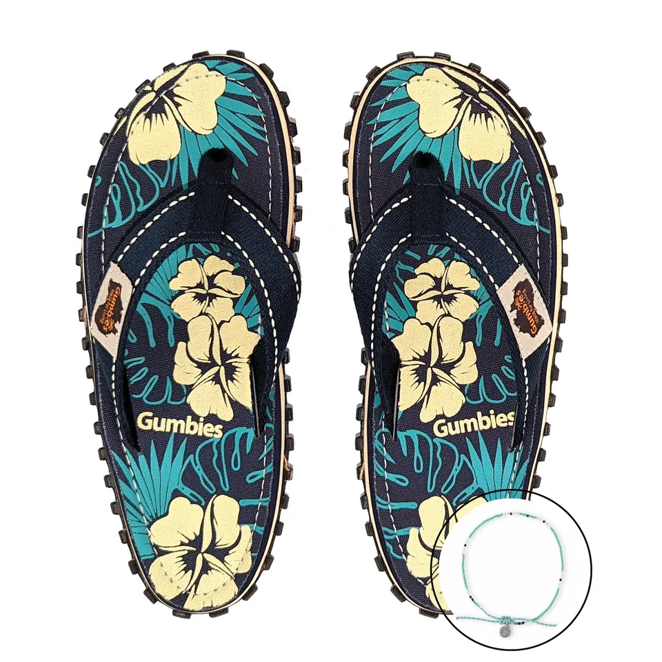 gumbies-islander-zehentrenner-damen-blue-hibiscus-cali-surf-fu-kettchen-set image 1