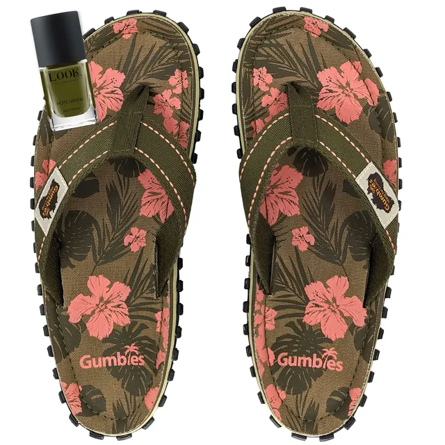 gumbies-islander-zehentrenner-set-damen-jungle-mit-nagellack-hope-green image 1