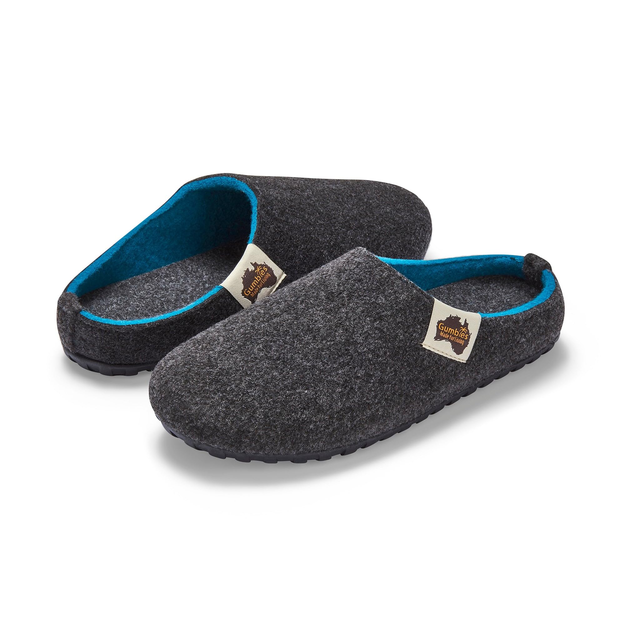 gumbies-hausschuhe-charcoal-turquoise-gr-42-filz-slipper-indoor-outdoor image 6