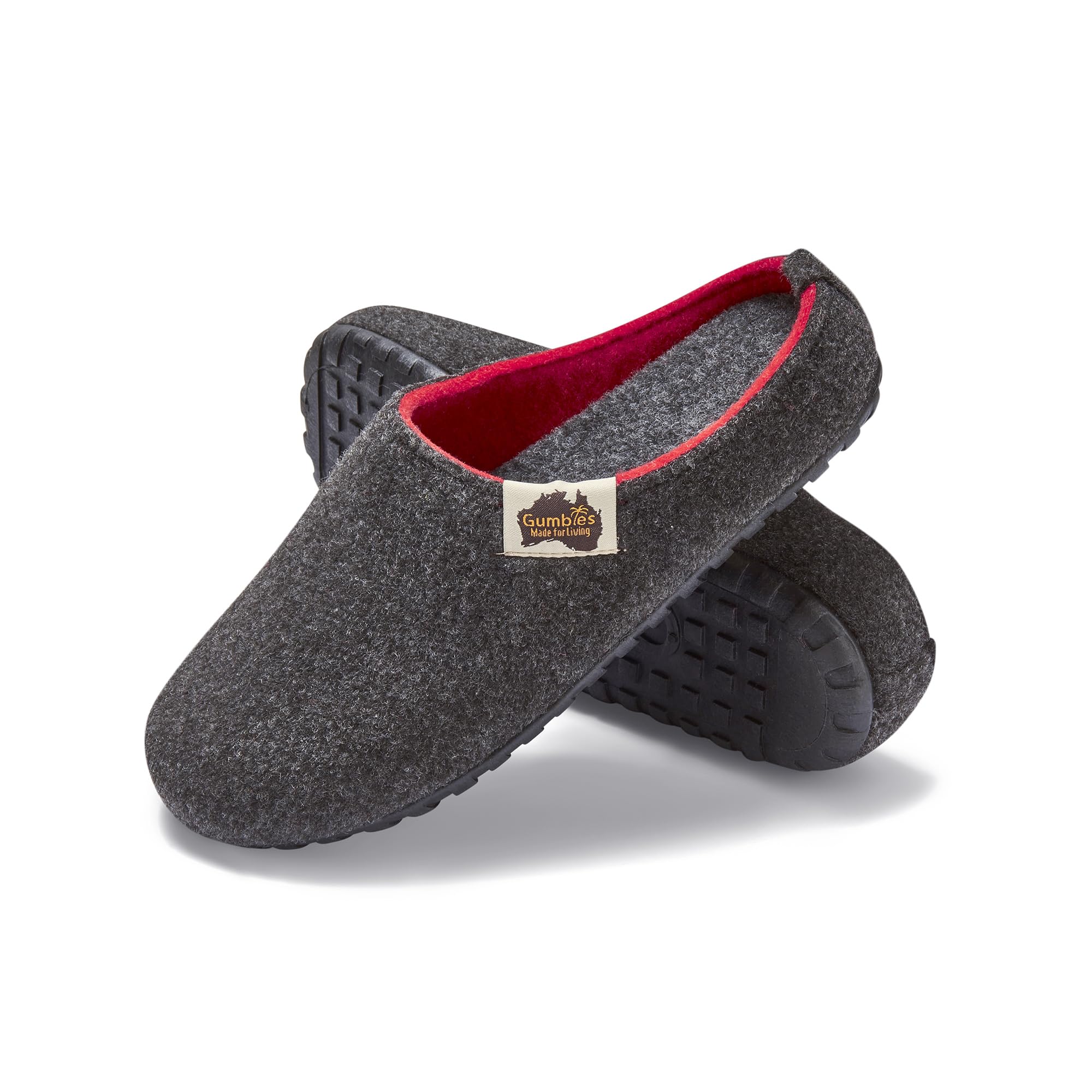gumbies-hausschuhe-recycelt-charcoal-red-gr-40-indoor-outdoor image 1