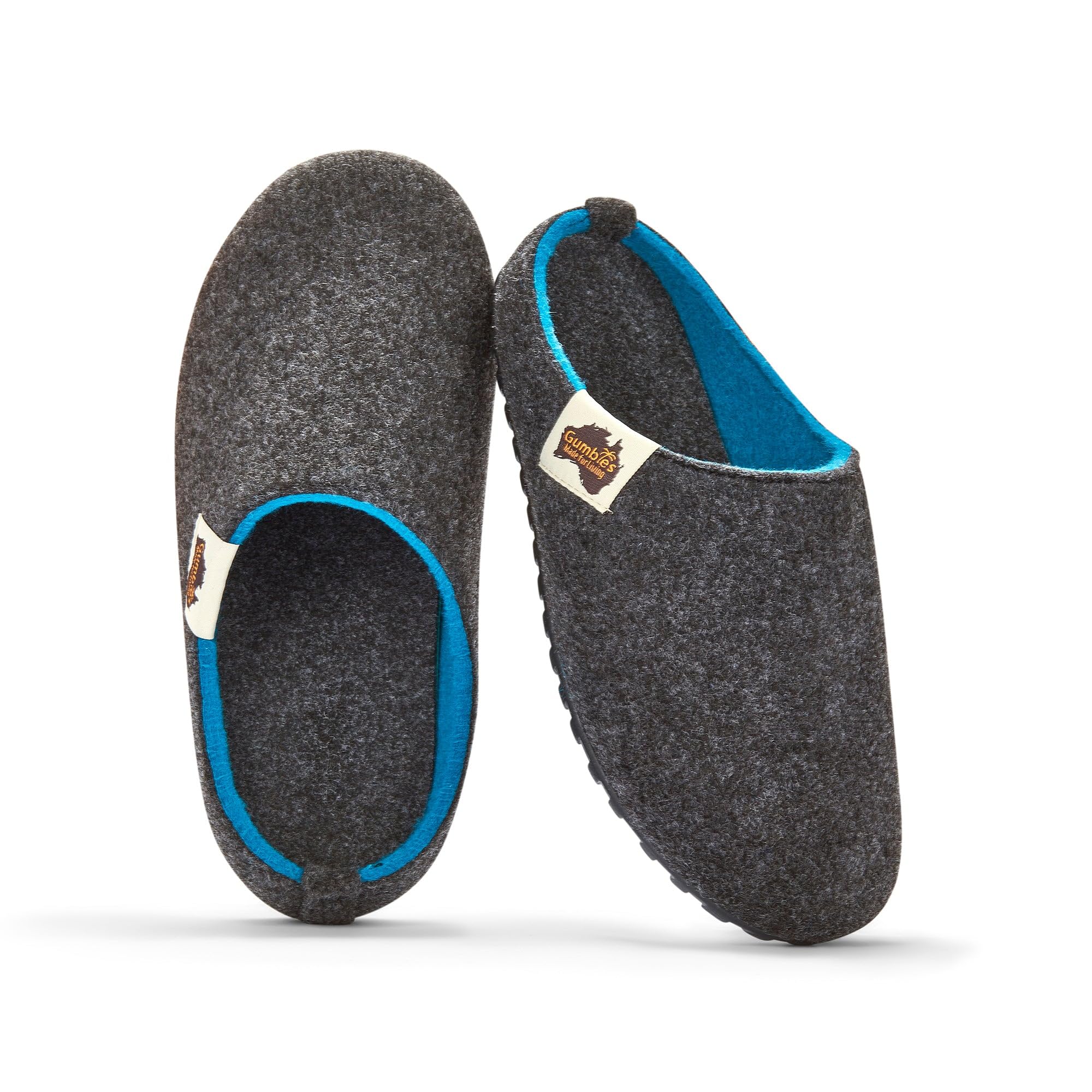 gumbies-hausschuhe-charcoal-turquoise-gr-42-filz-slipper-indoor-outdoor image 3