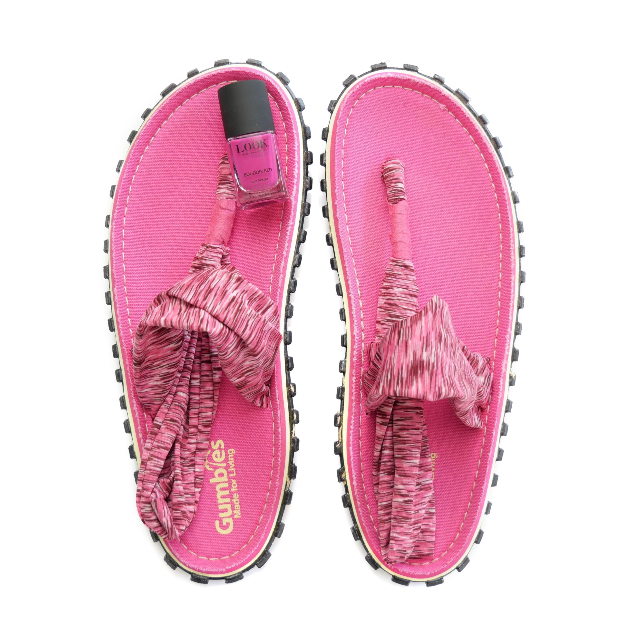 gumbies-slingback-zehentrenner-damen-pink-set-mit-nagellack-boudoir-red image 1