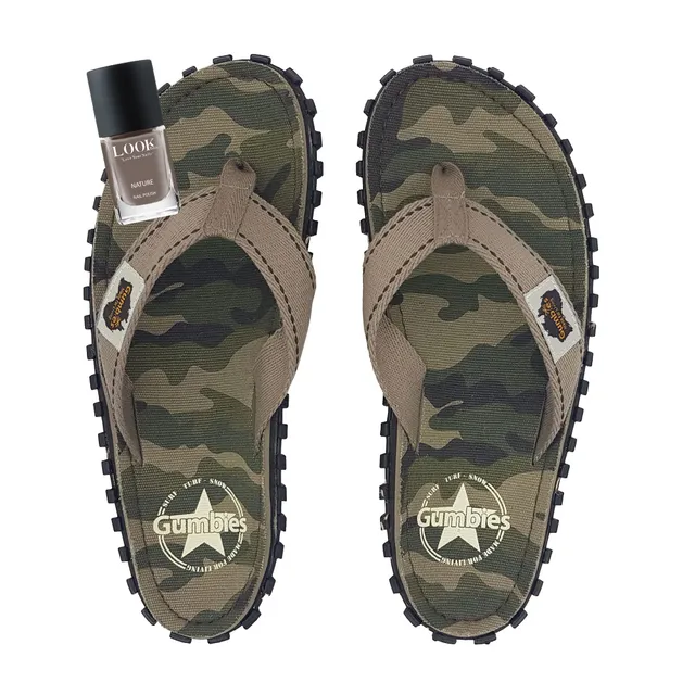 gumbies-zehentrenner-set-camouflage-nagellack-nature-damen-sandale image 1