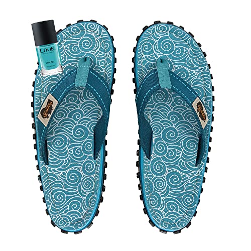 gumbies-islander-zehentrenner-set-turquoise-swirls-nagellack-lagune-damen image 5