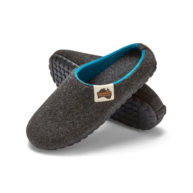 gumbies-hausschuhe-charcoal-turquoise-gr-42-filz-slipper-indoor-outdoor image 1