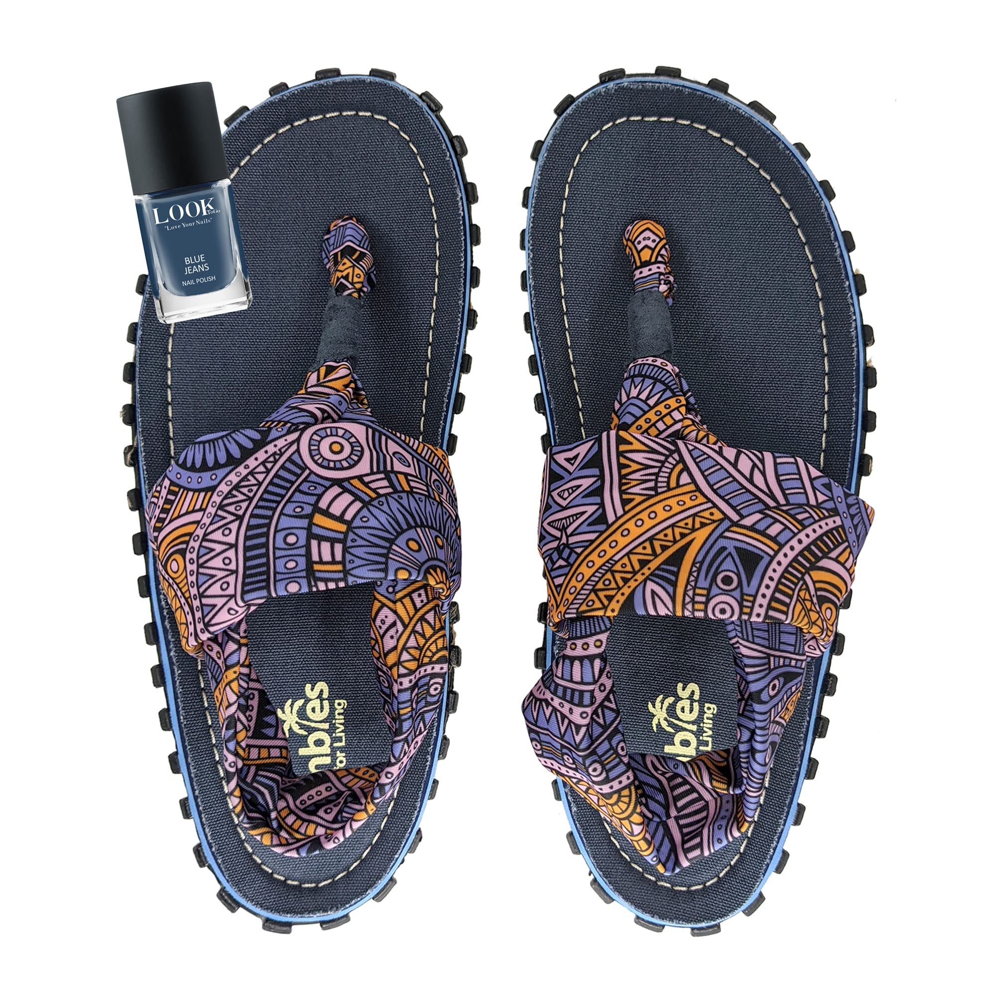 gumbies-slingback-aztec-blue-jeans-zehentrenner-damen-sandalen-set image 1