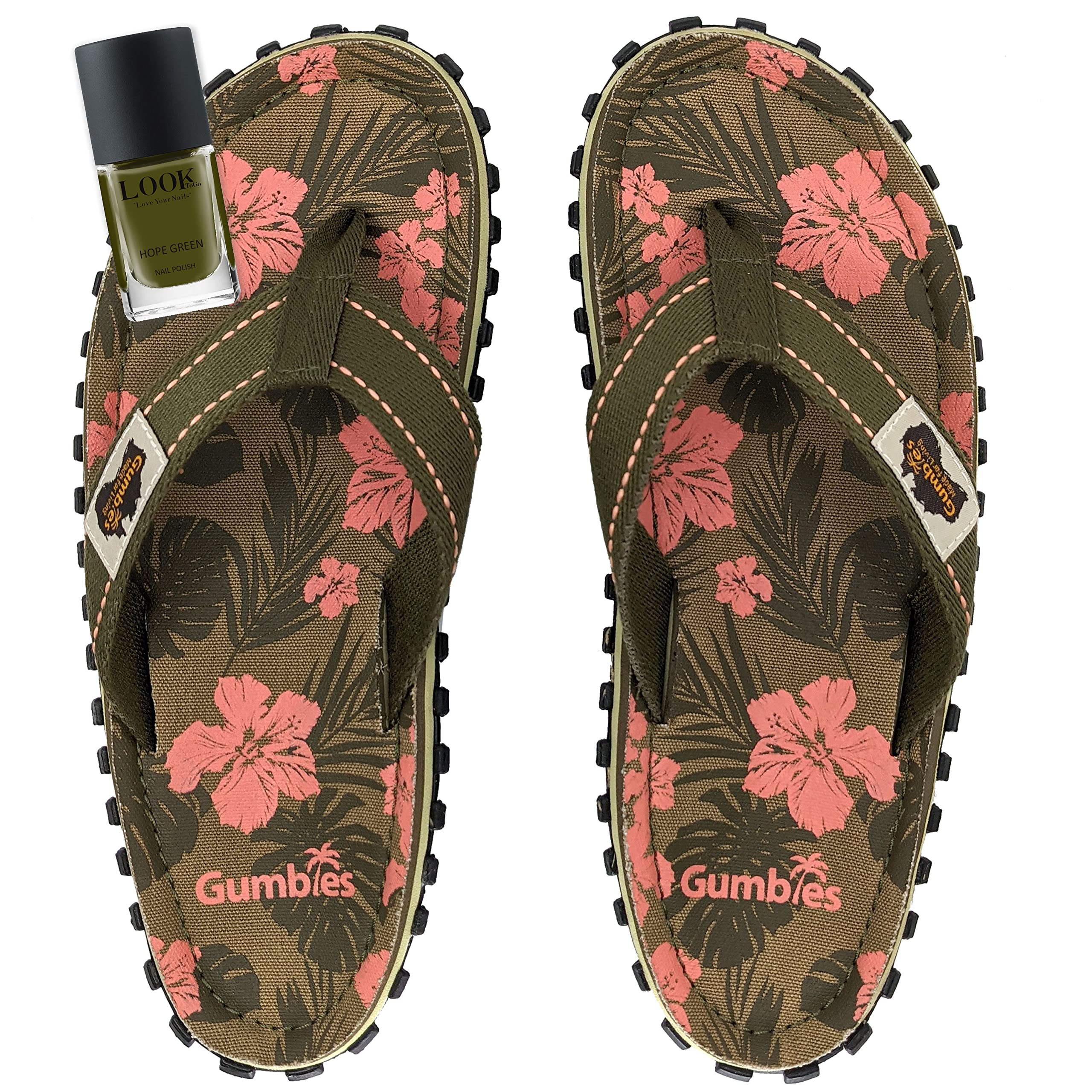 gumbies-islander-zehentrenner-set-damen-jungle-mit-nagellack-hope-green image 1